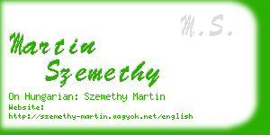 martin szemethy business card